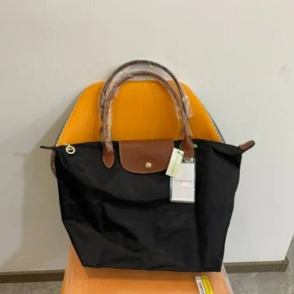 NWT Longchamp Le Pliage Original Large Shoulder Nylon Bag Tote Black - Picture 2 of 5